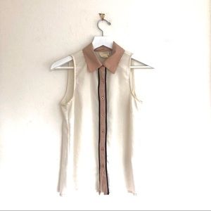 Coincidence Chance Two Tone Sleeveless Button Down